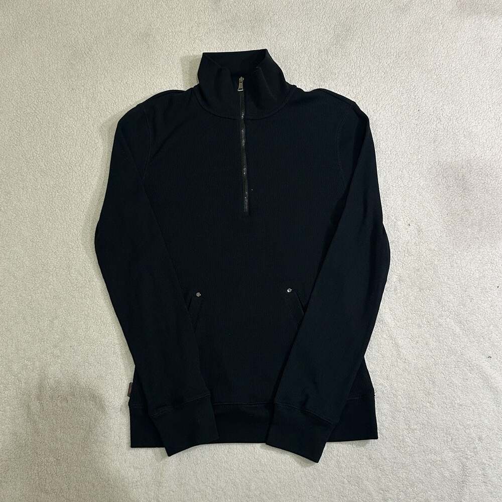 Lauren Active Ralph Lauren Black Ribbed Quarter Zip Pullover Size S